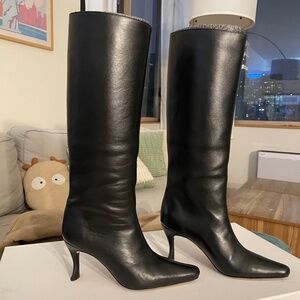 By Far Black Stevie 42 Knee High Leather Boots (Size 36)